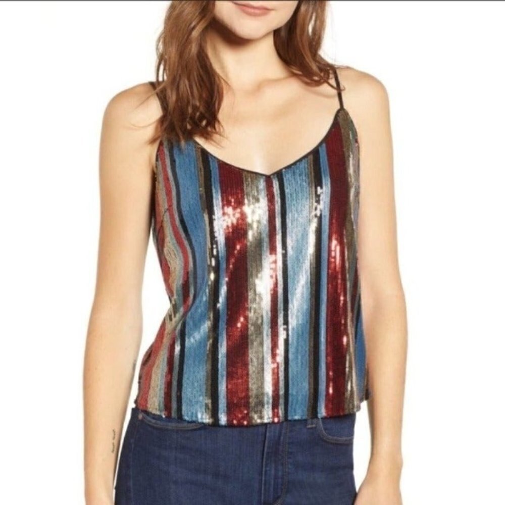VICI Heartloom Sparkle Sequin Stripe Camisole Top women's size small